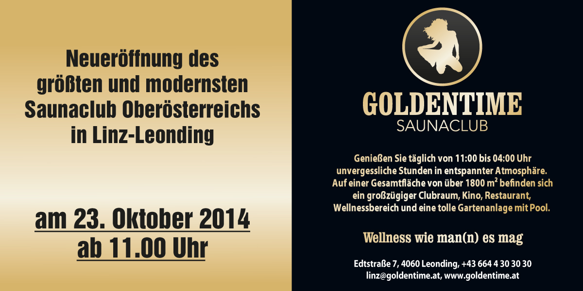 Goldentime Linz-Leonding geöffnet ab 23. Oktober 2014 ab 11:00 Uhr